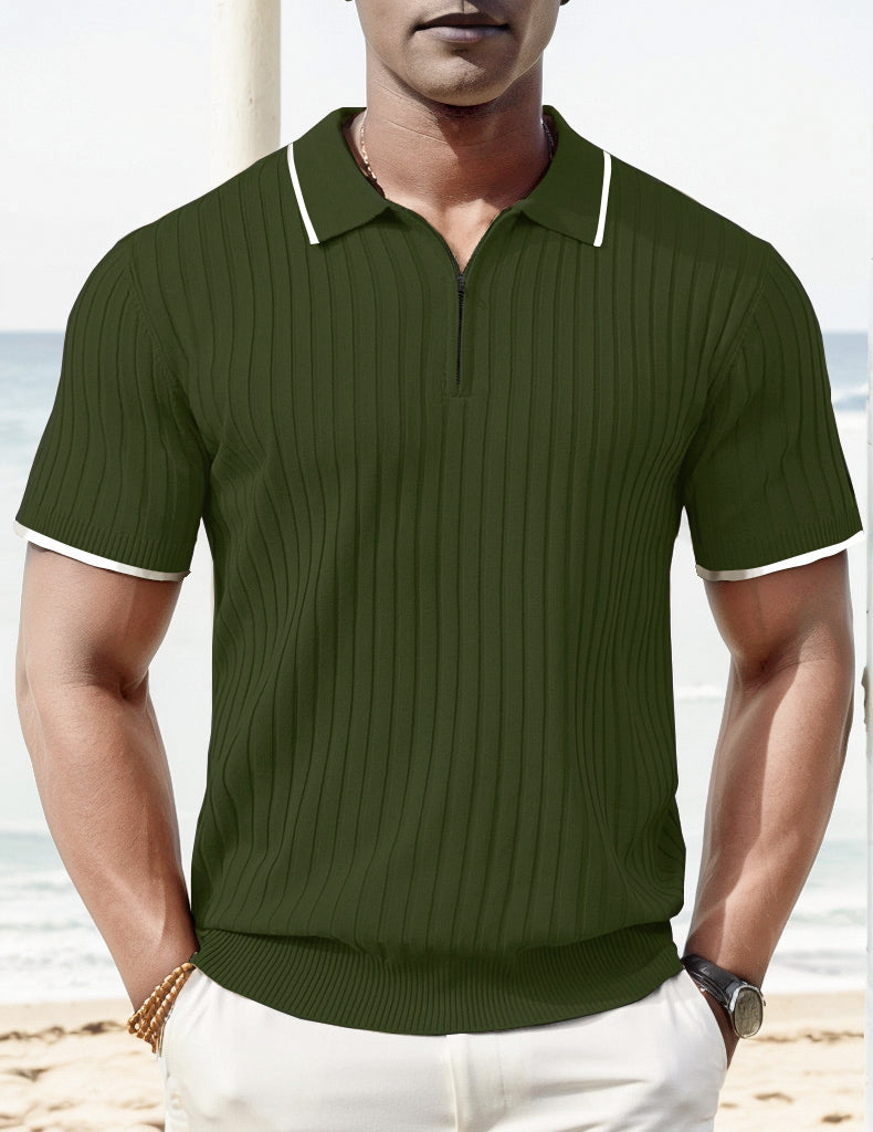 Short-Sleeve Polo Shirt Modern Ribbed