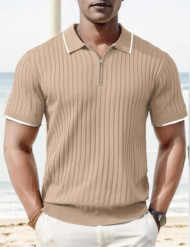Short-Sleeve Polo Shirt Modern Ribbed