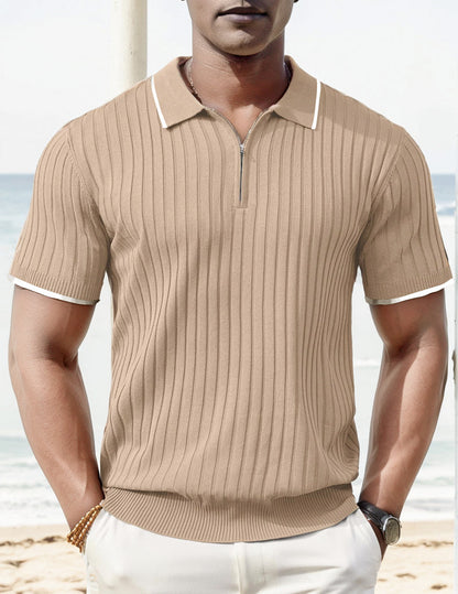 Short-Sleeve Polo Shirt Modern Ribbed