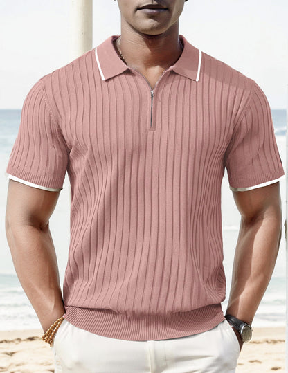 Short-Sleeve Polo Shirt Modern Ribbed