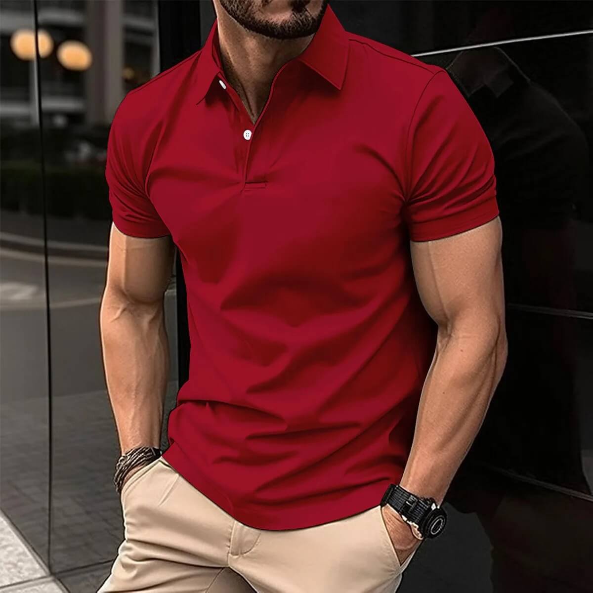 Men's Short-Sleeve Polo Shirt Modern Style