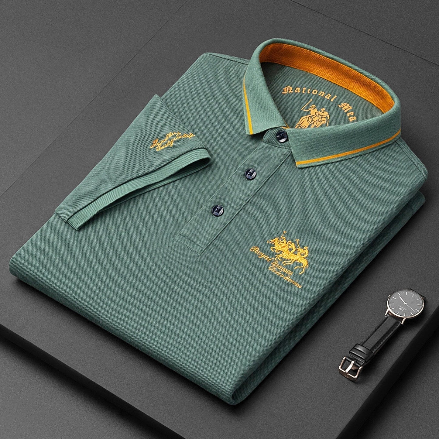 Men's Linen Short-Sleeve Polo Shirt