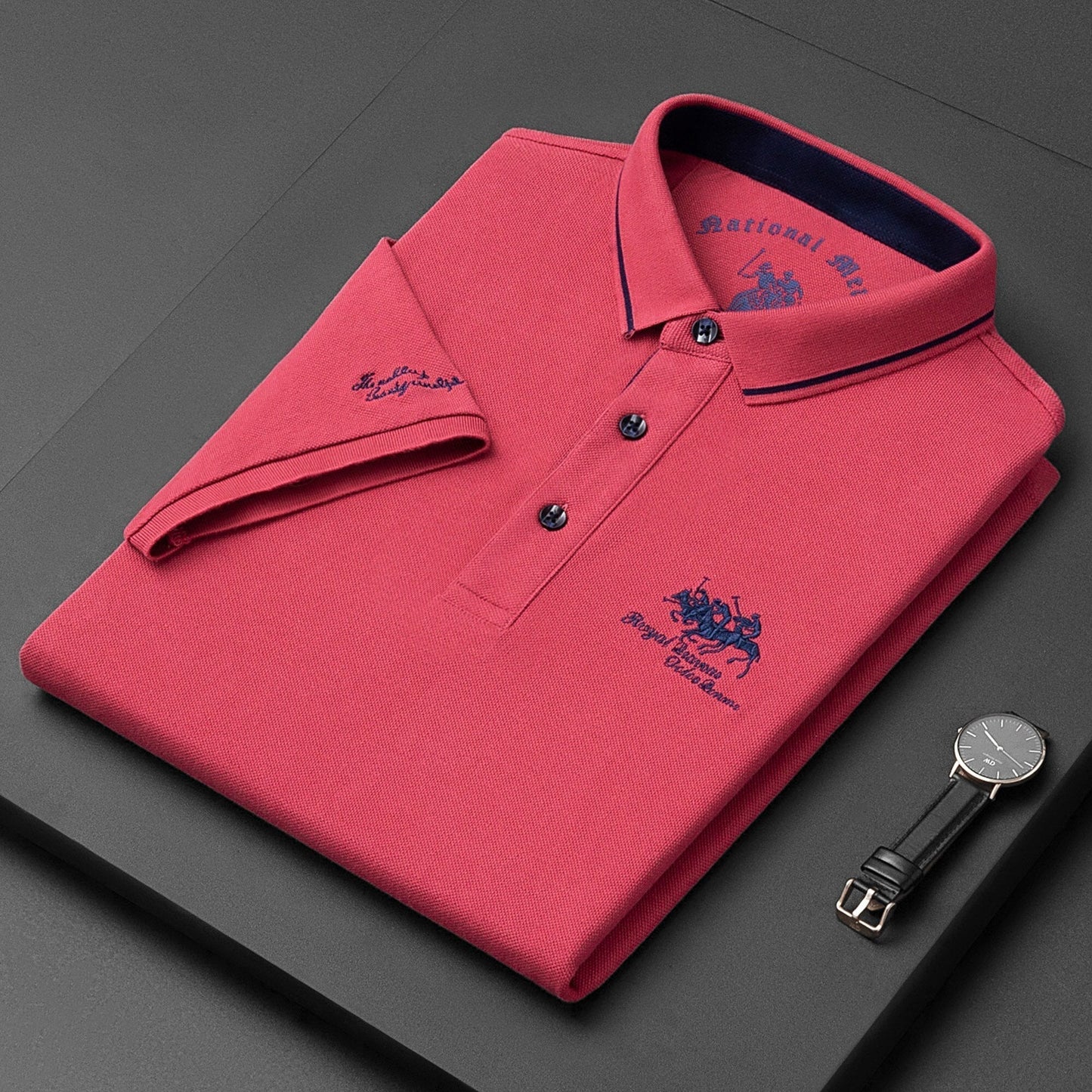 Men's Linen Short-Sleeve Polo Shirt