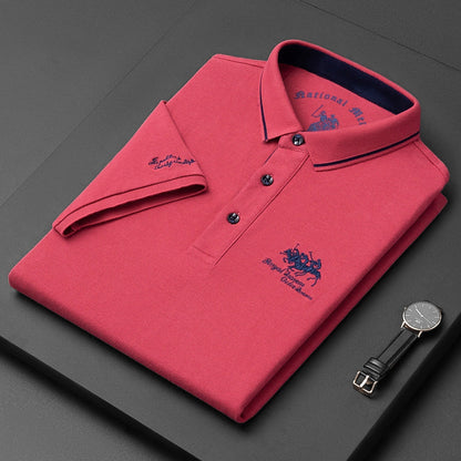 Men's Linen Short-Sleeve Polo Shirt