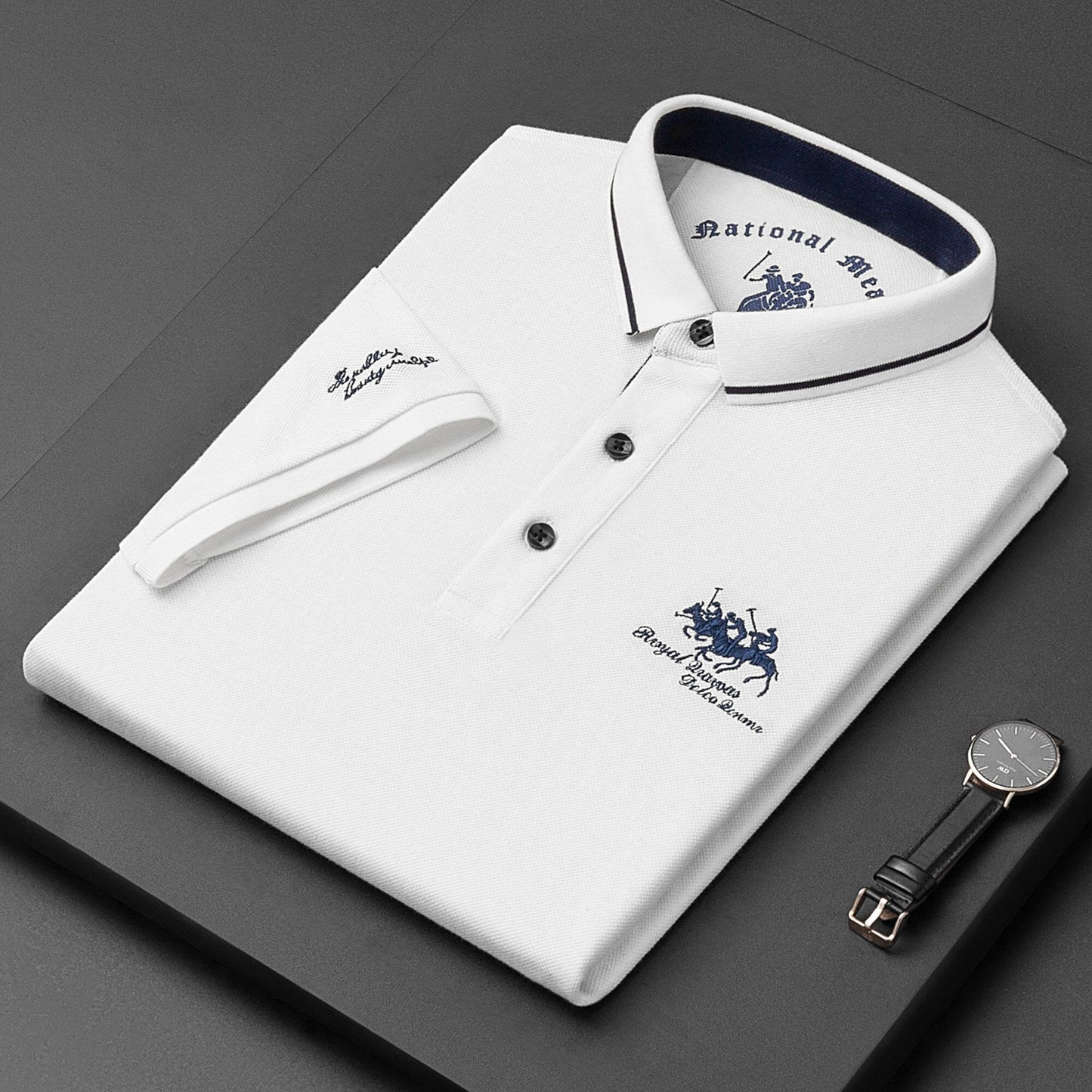 Men's Linen Short-Sleeve Polo Shirt