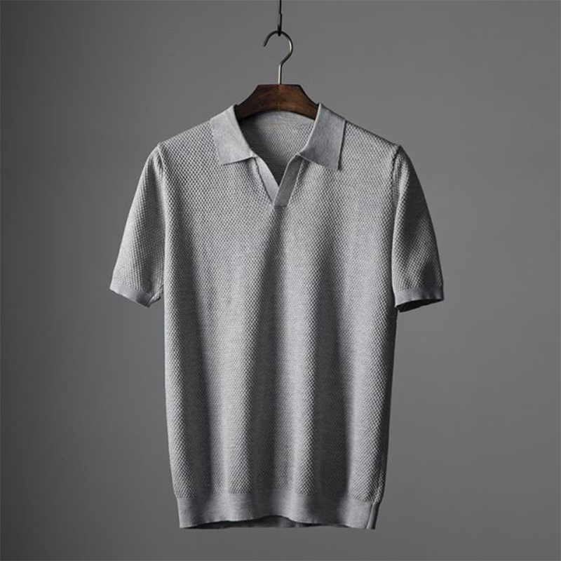 Short Sleeve Polo Shirt V-Neck Modern