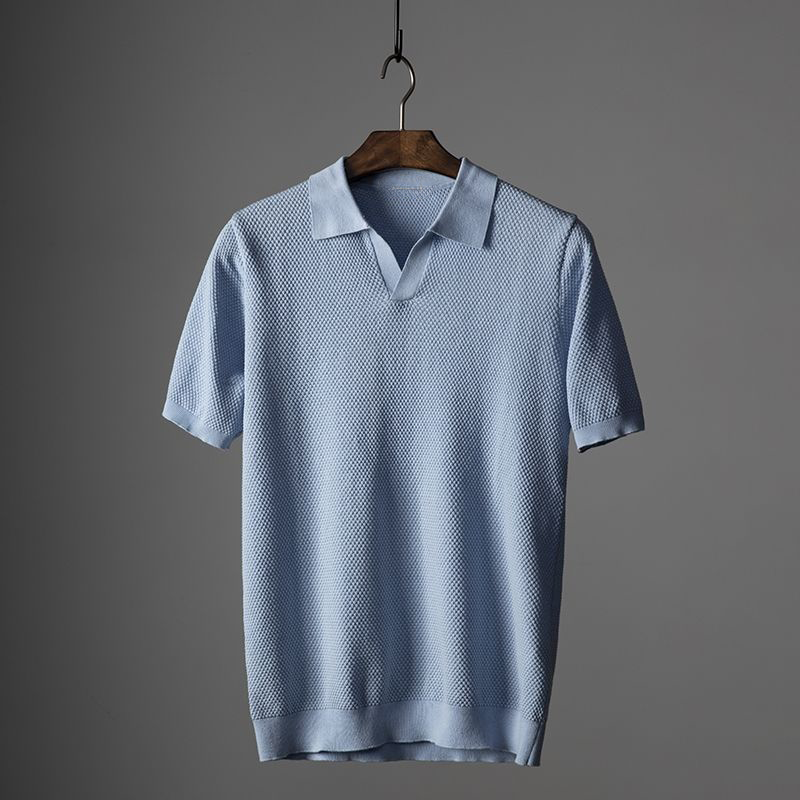 Short Sleeve Polo Shirt V-Neck Modern