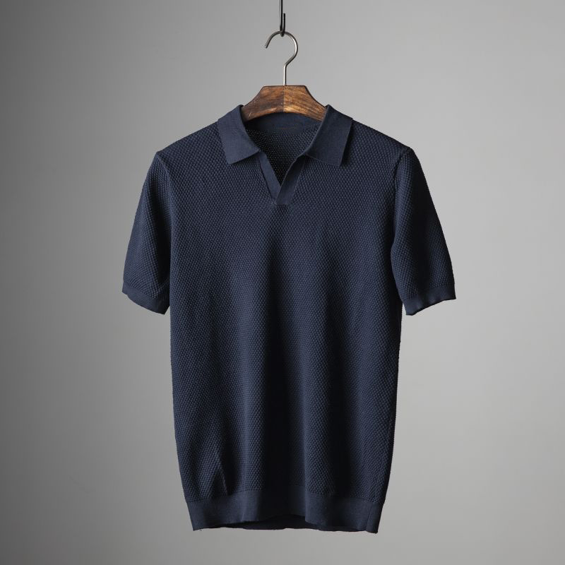 Short Sleeve Polo Shirt V-Neck Modern