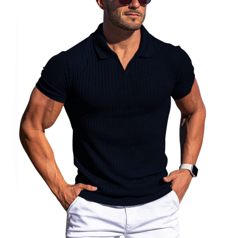 Men's Slim-Fit V-Neck Polo Shirt