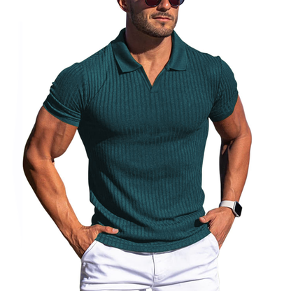 Men's Slim-Fit V-Neck Polo Shirt