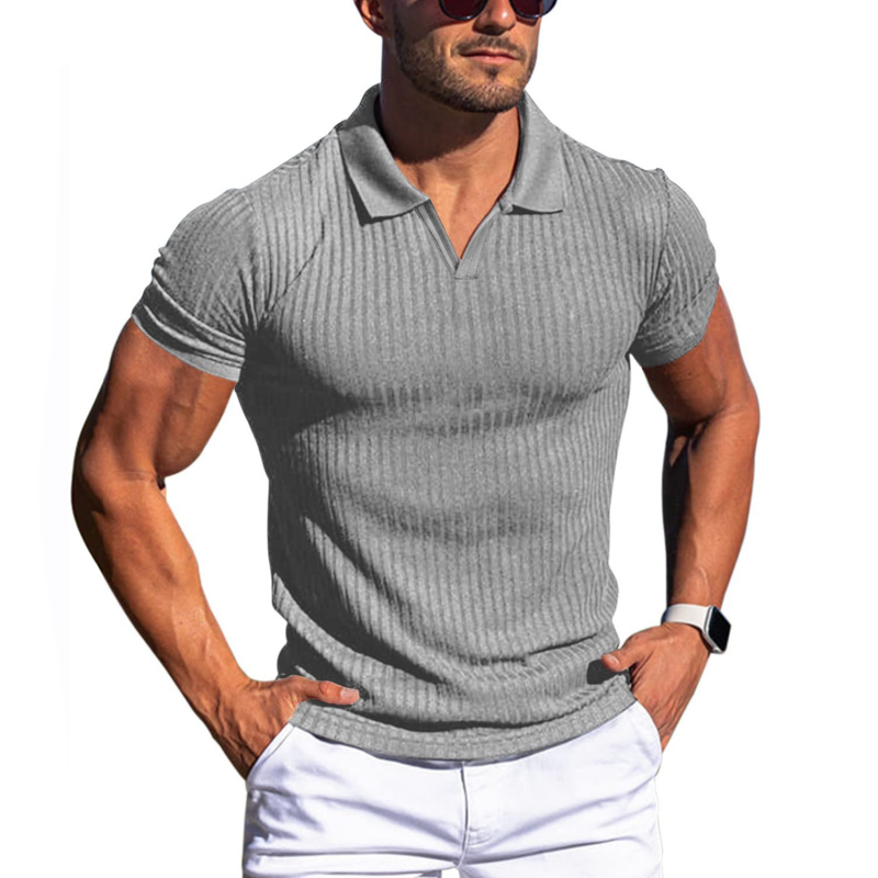 Men's Slim-Fit V-Neck Polo Shirt