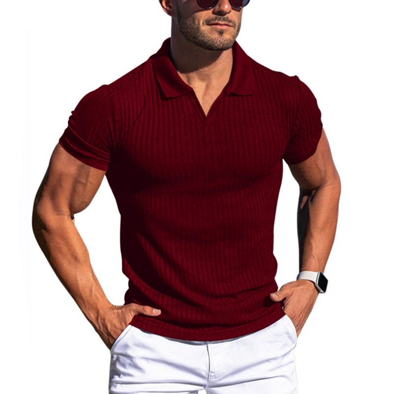 Men's Slim-Fit V-Neck Polo Shirt