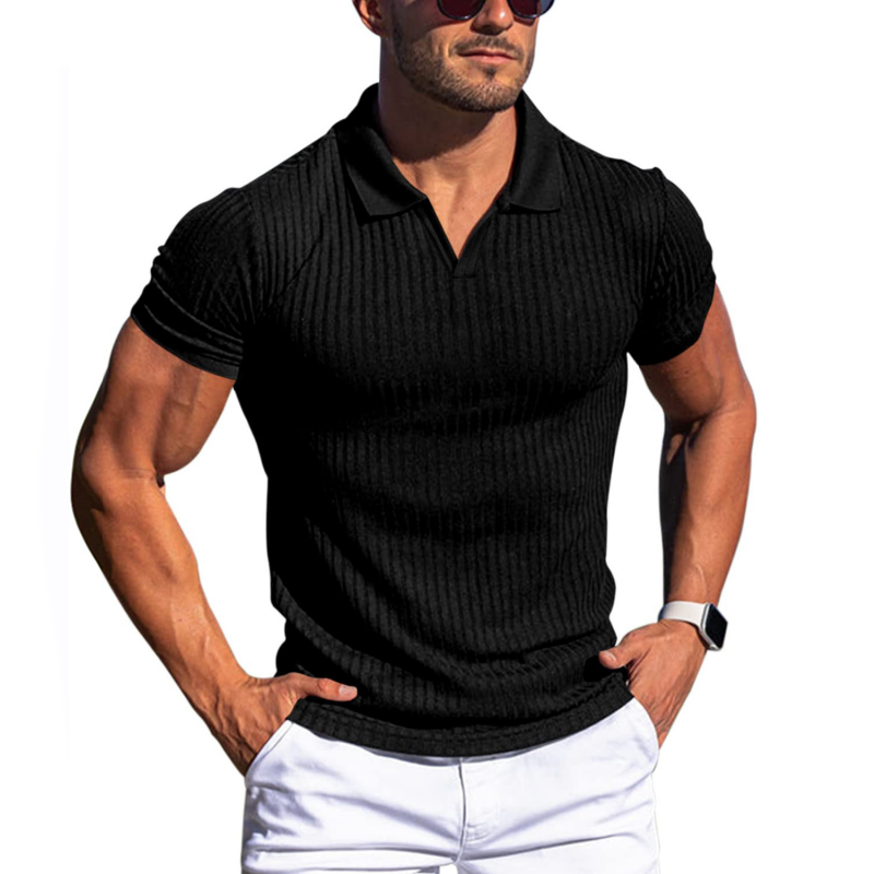 Men's Slim-Fit V-Neck Polo Shirt