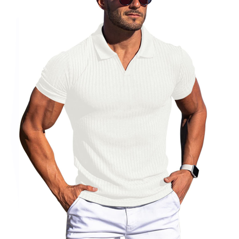 Men's Slim-Fit V-Neck Polo Shirt