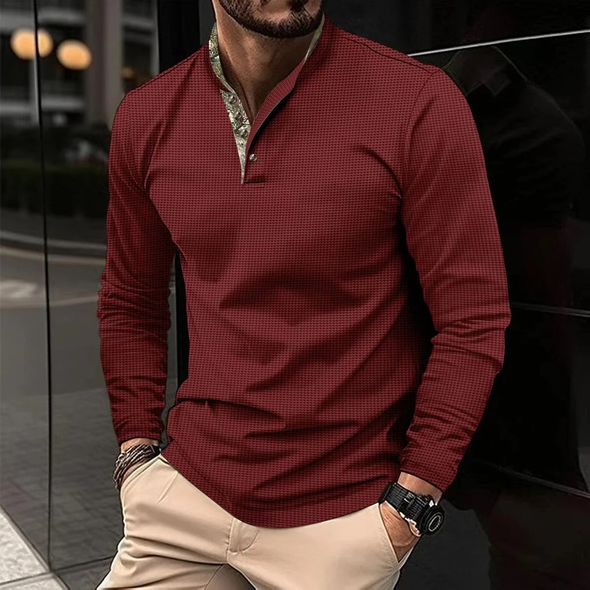 Men's Classic Long-Sleeved Polo Shirt