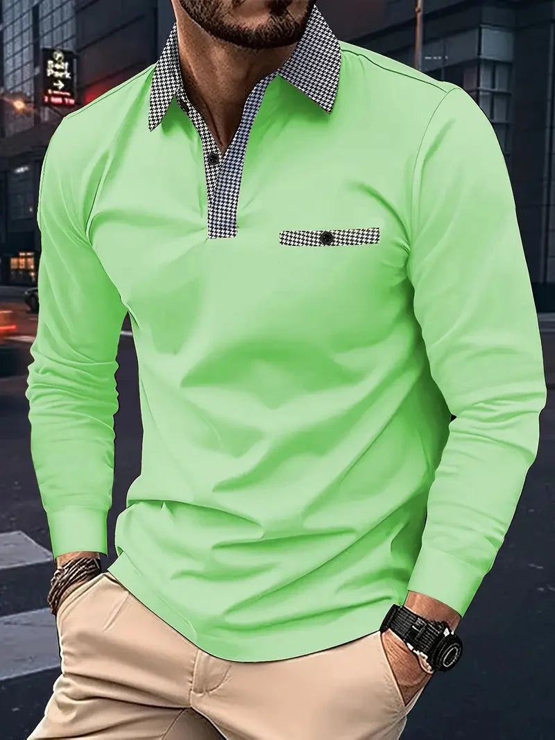Men's Long-Sleeved Elegant Polo Shirt
