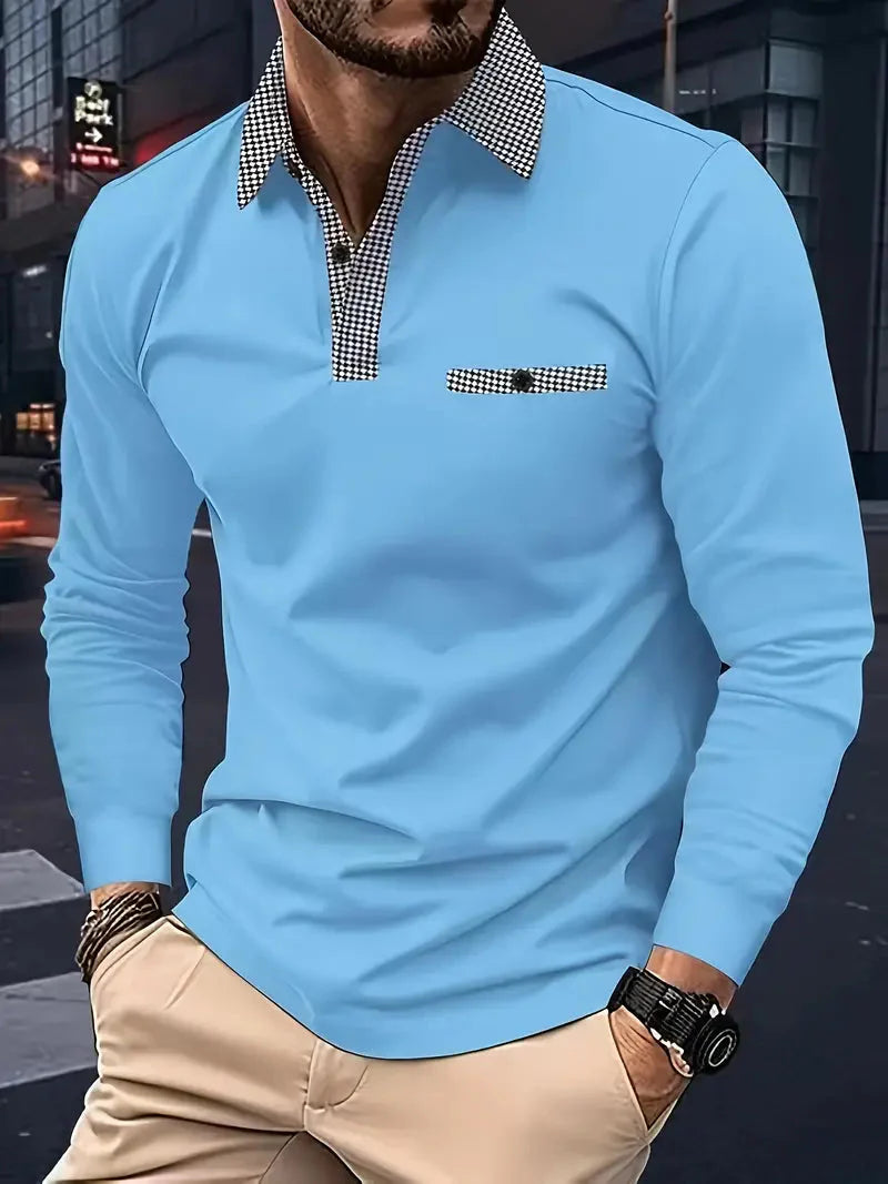 Men's Long-Sleeved Elegant Polo Shirt