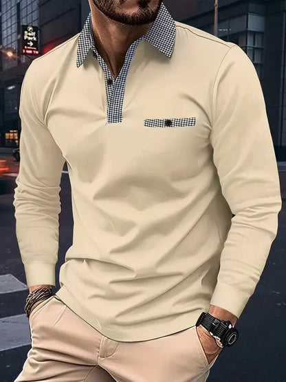 Men's Long-Sleeved Elegant Polo Shirt