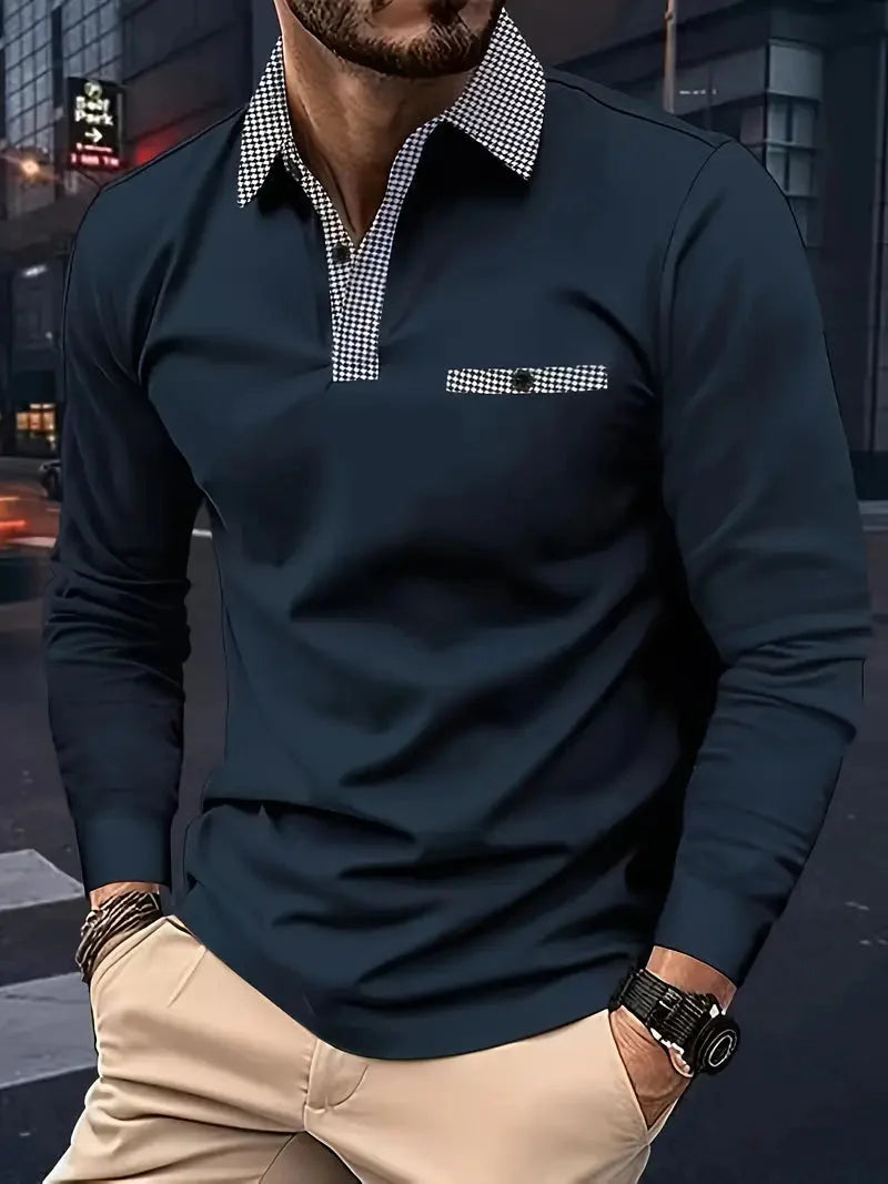 Men's Long-Sleeved Elegant Polo Shirt