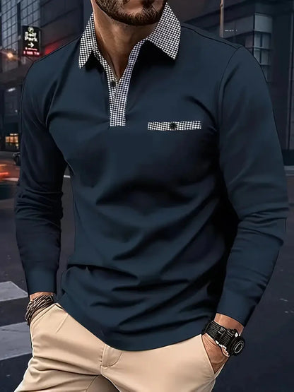 Men's Long-Sleeved Elegant Polo Shirt