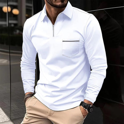 Men's Long-Sleeved Elegant Polo Shirt