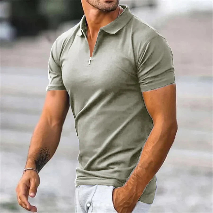 Men's Polo Shirt Quarter-Zip Collar
