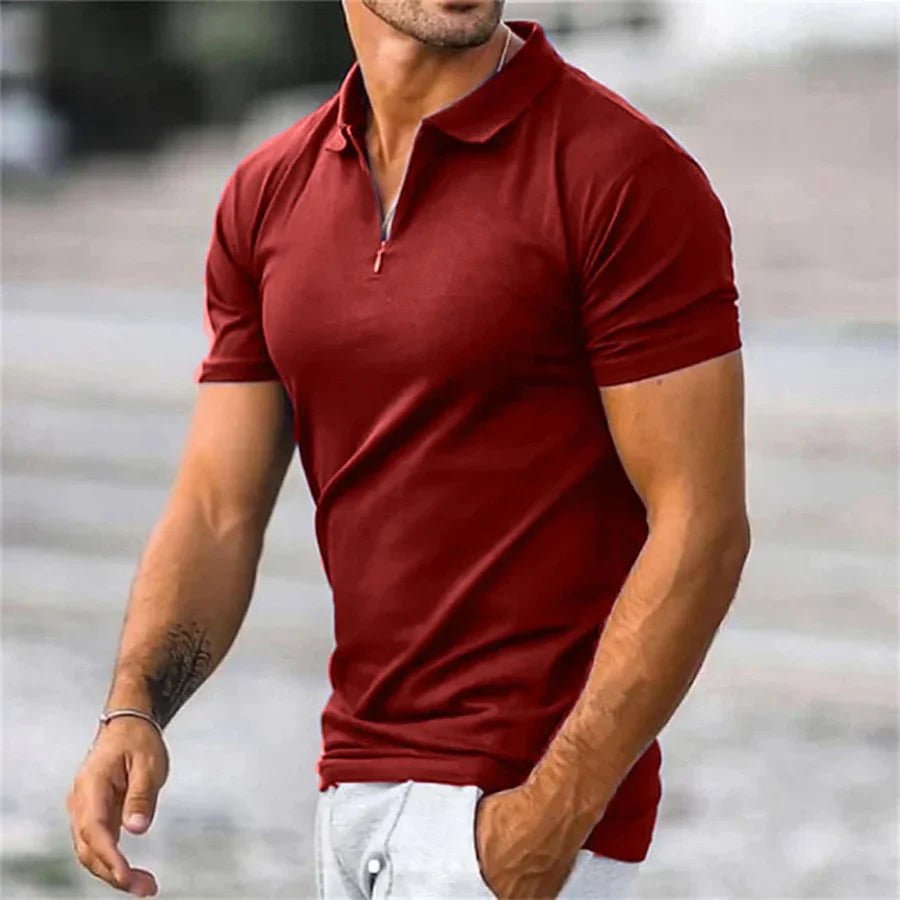 Men's Polo Shirt Quarter-Zip Collar
