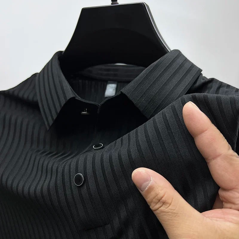 Men's Short Sleeve Polo Shirt Buttons Collar