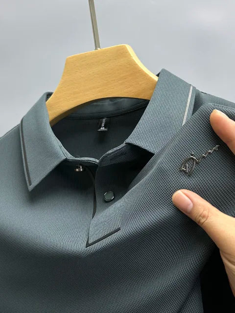 Men's Short Sleeve Polo Shirt Buttons Modern