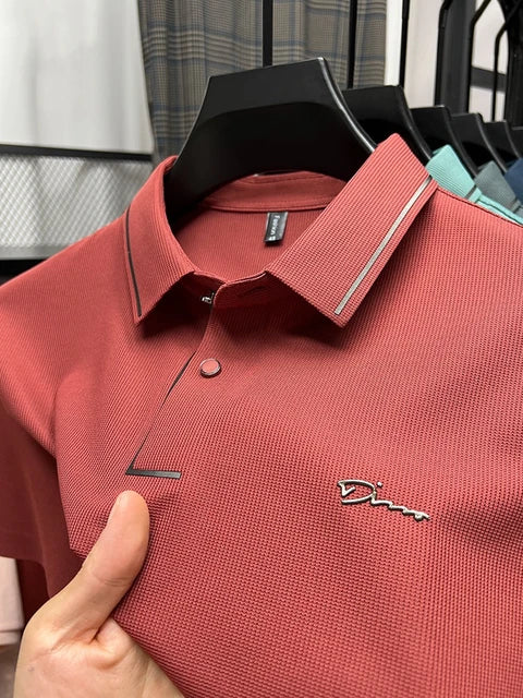 Men's Short Sleeve Polo Shirt Buttons Modern
