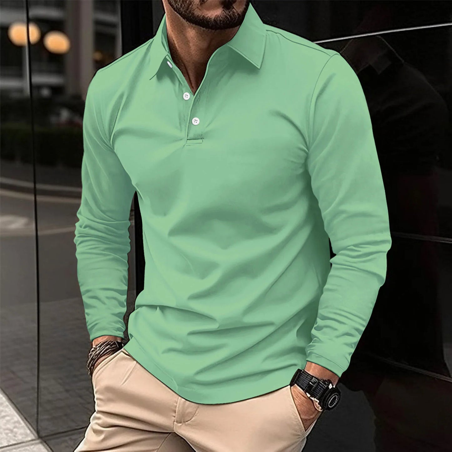 Men's Classic Long Sleeve Polo Shirt