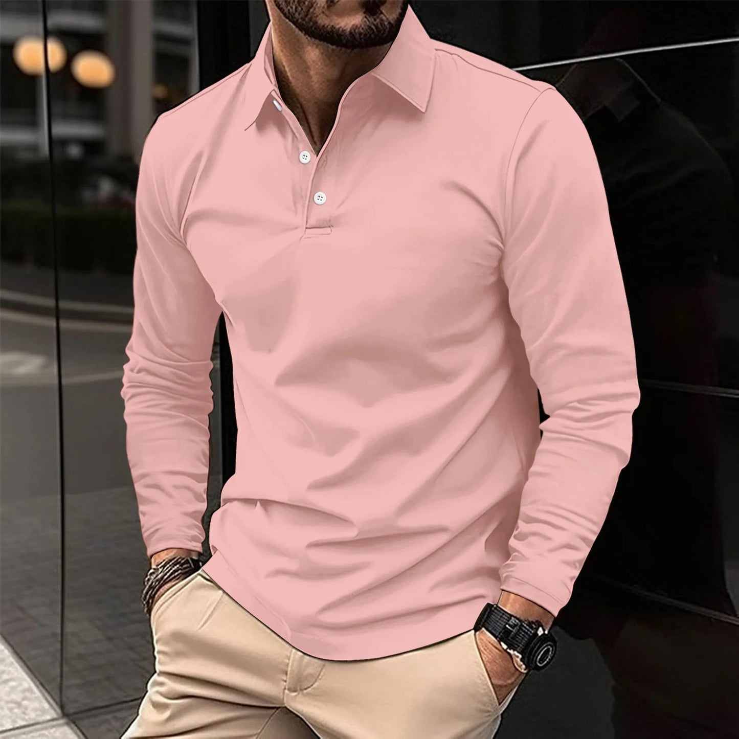 Men's Classic Long Sleeve Polo Shirt