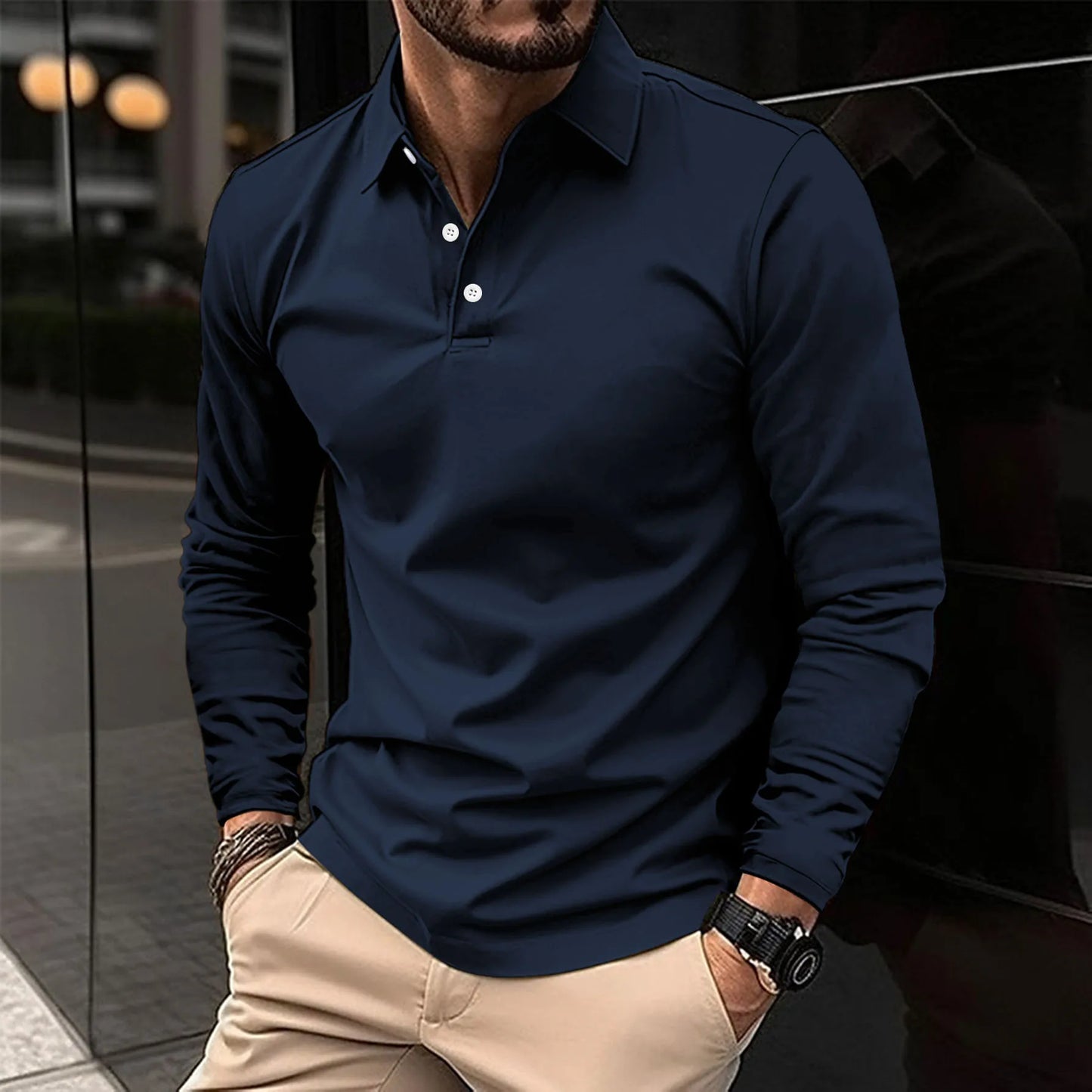 Men's Classic Long Sleeve Polo Shirt