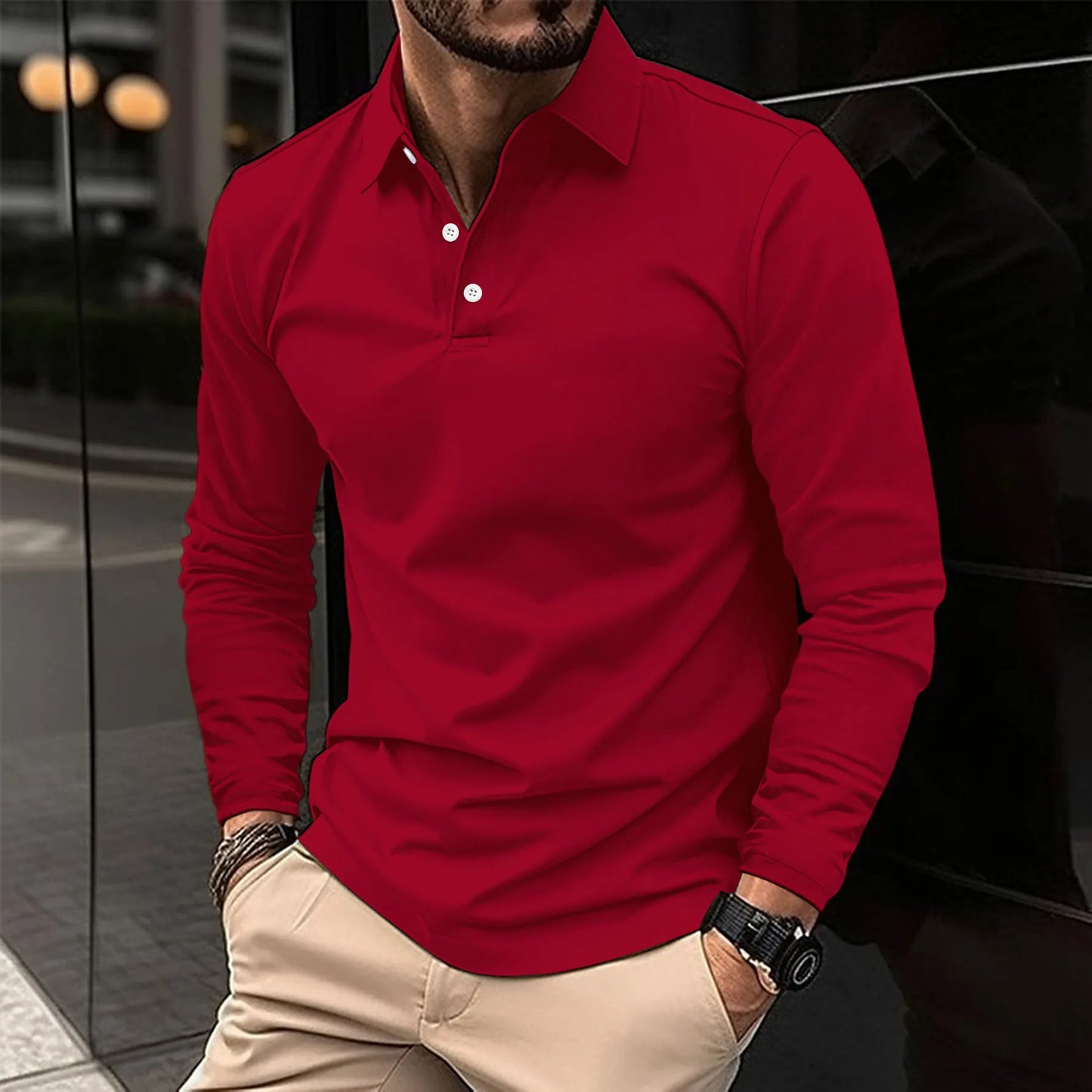 Men's Classic Long Sleeve Polo Shirt