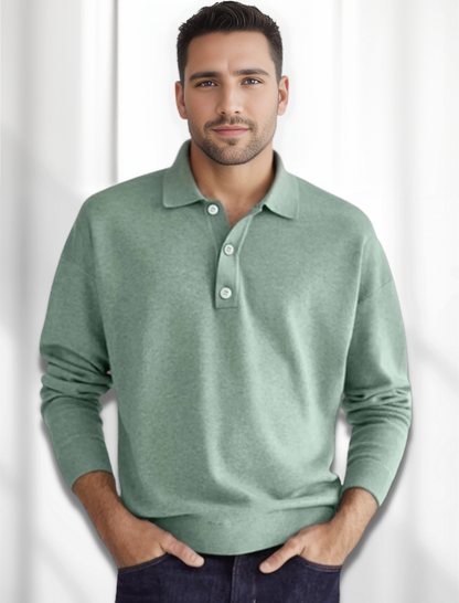 Men's Long Sleeve Polo Shirt Modern Style