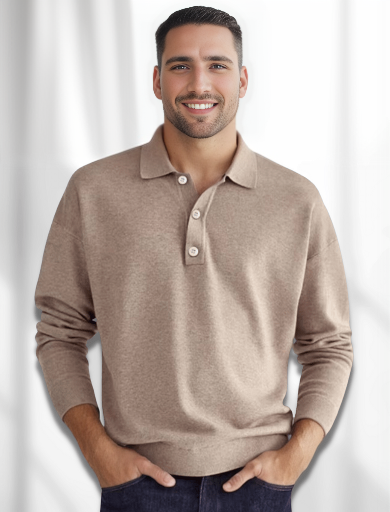 Herren Polohemd Langarm Modern Style - IdealeKleiden