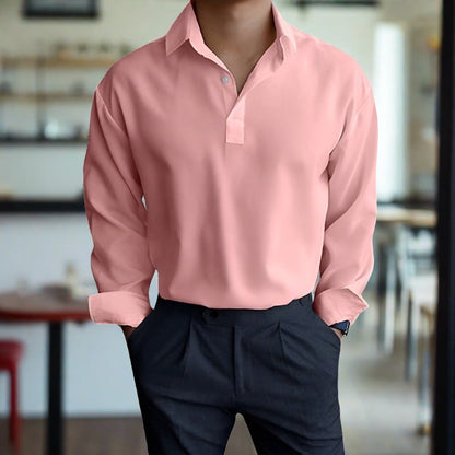 Men's Polo Shirt Lightweight Cotton Long Sleeve