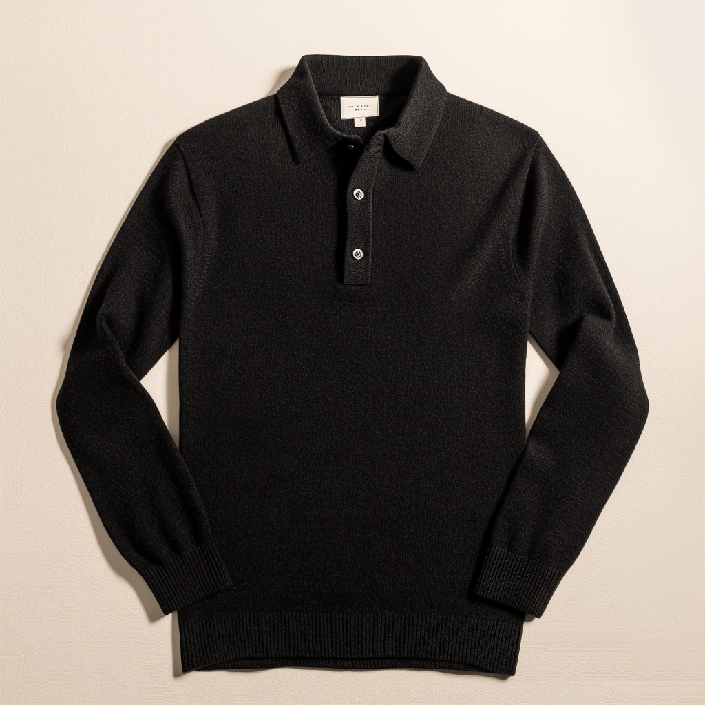 Men's Long Sleeve Polo Shirt Collar Elegant