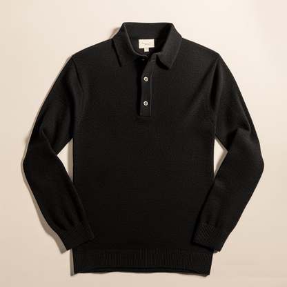 Men's Long Sleeve Polo Shirt Collar Elegant