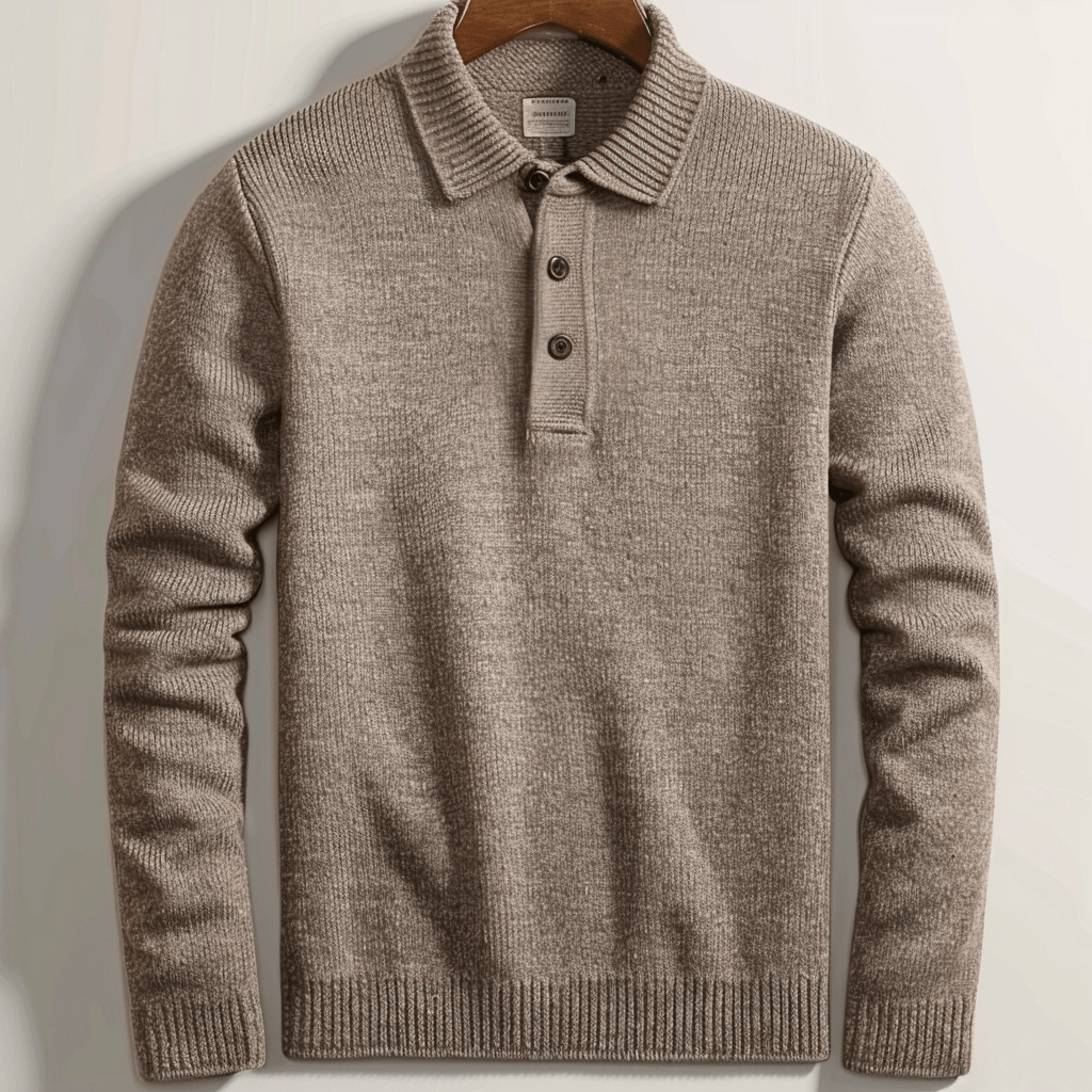 Men's Long Sleeve Polo Shirt Collar Elegant