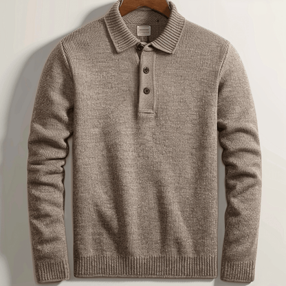 Men's Long Sleeve Polo Shirt Collar Elegant