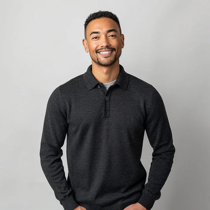 Herren Polohemd Langarm Kragen Elegant - IdealeKleiden