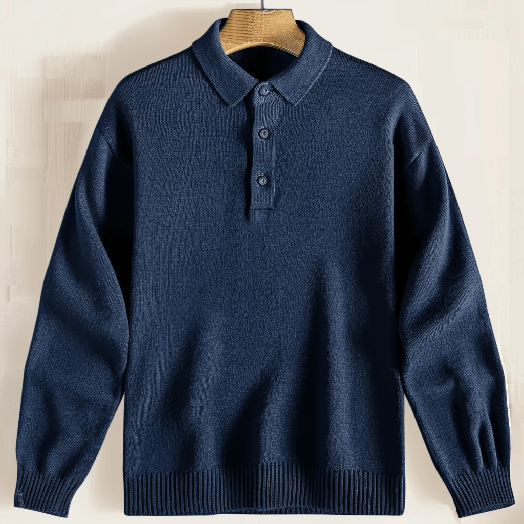 Men's Long Sleeve Polo Shirt Collar Elegant