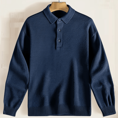 Men's Long Sleeve Polo Shirt Collar Elegant