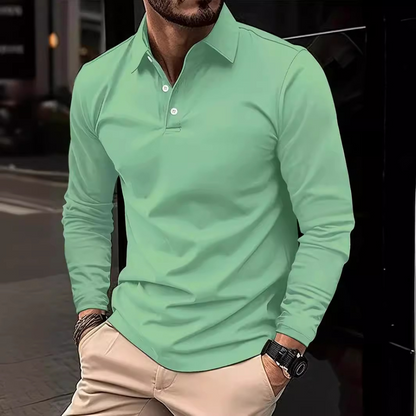 Herren Polohemd Langarm Kragen Modern - IdealeKleiden