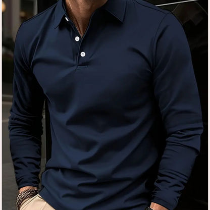 Men's Long-Sleeved Polo Shirt Modern Collar