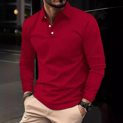 Men's Long-Sleeved Polo Shirt Modern Collar