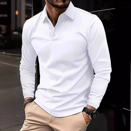 Men's Long-Sleeved Polo Shirt Modern Collar