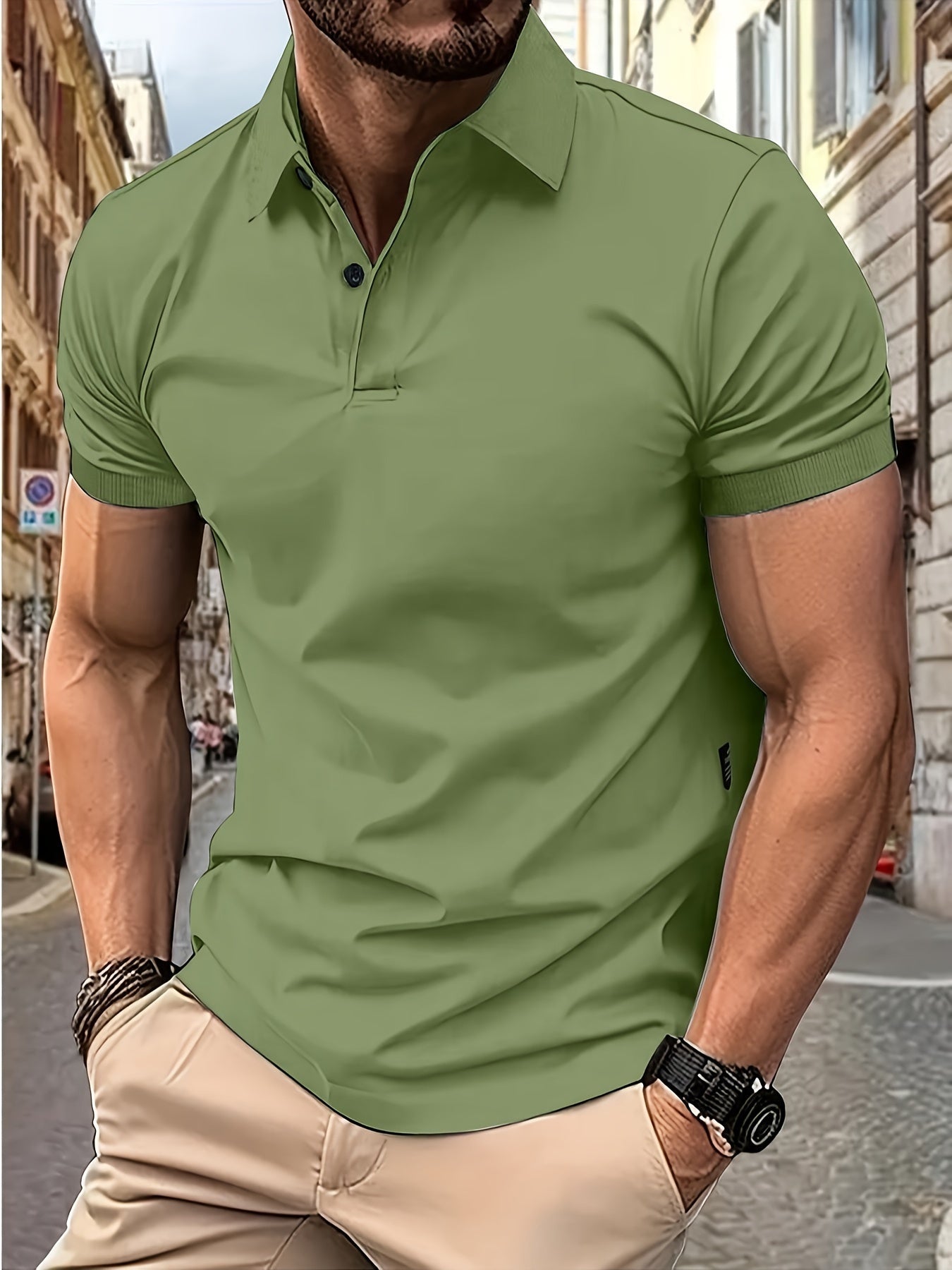 Fashionable Men's Short-Sleeved Polo Shirt
