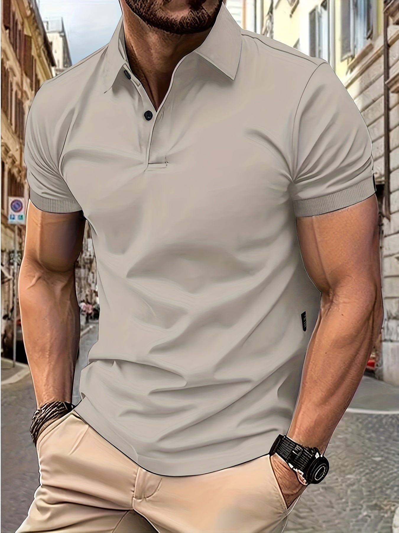 Fashionable Men's Short-Sleeved Polo Shirt
